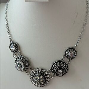 GS beautiful medallion necklace/ studded with clear stones/ 18 in chain …